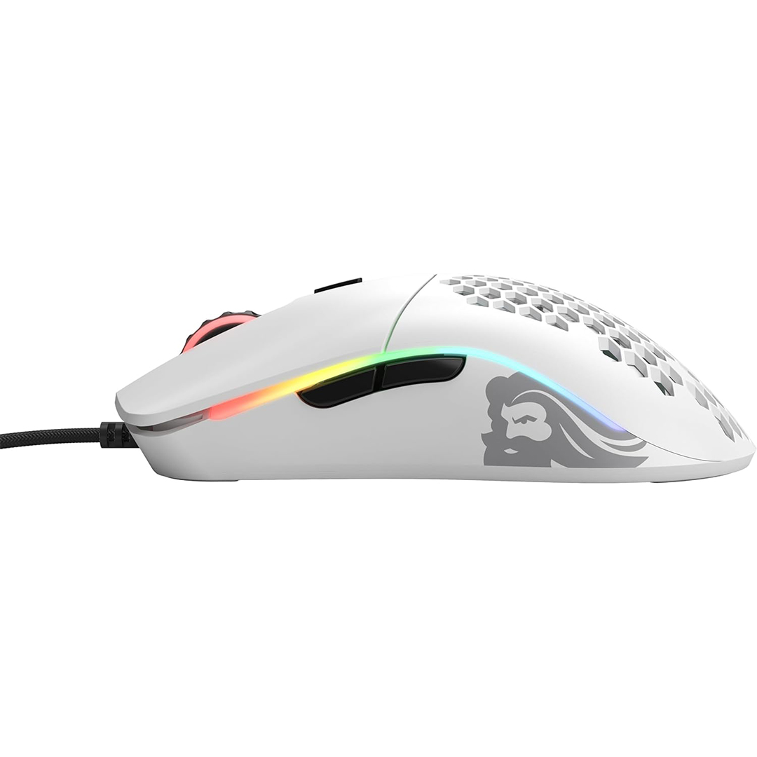 Glorious Model O Wired Gaming Mouse 67g Superlight Honeycomb Design, RGB, Pixart 3360 Sensor, Omron Switches, Ambidextrous – Matte White