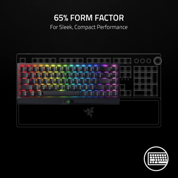 Razer BlackWidow V4 Mini HyperSpeed – 65% Wireless Gaming Keyboard with Hot-Swappable Orange Switches & 200Hr Battery