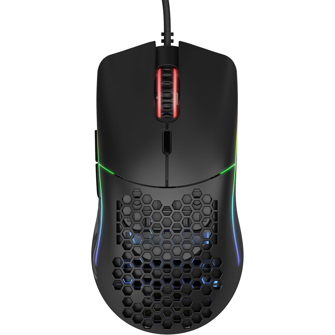 Glorious Model O Wired Gaming Mouse 67g Superlight Honeycomb Design, RGB, Pixart 3360 Sensor, Omron Switches, Ambidextrous -Black